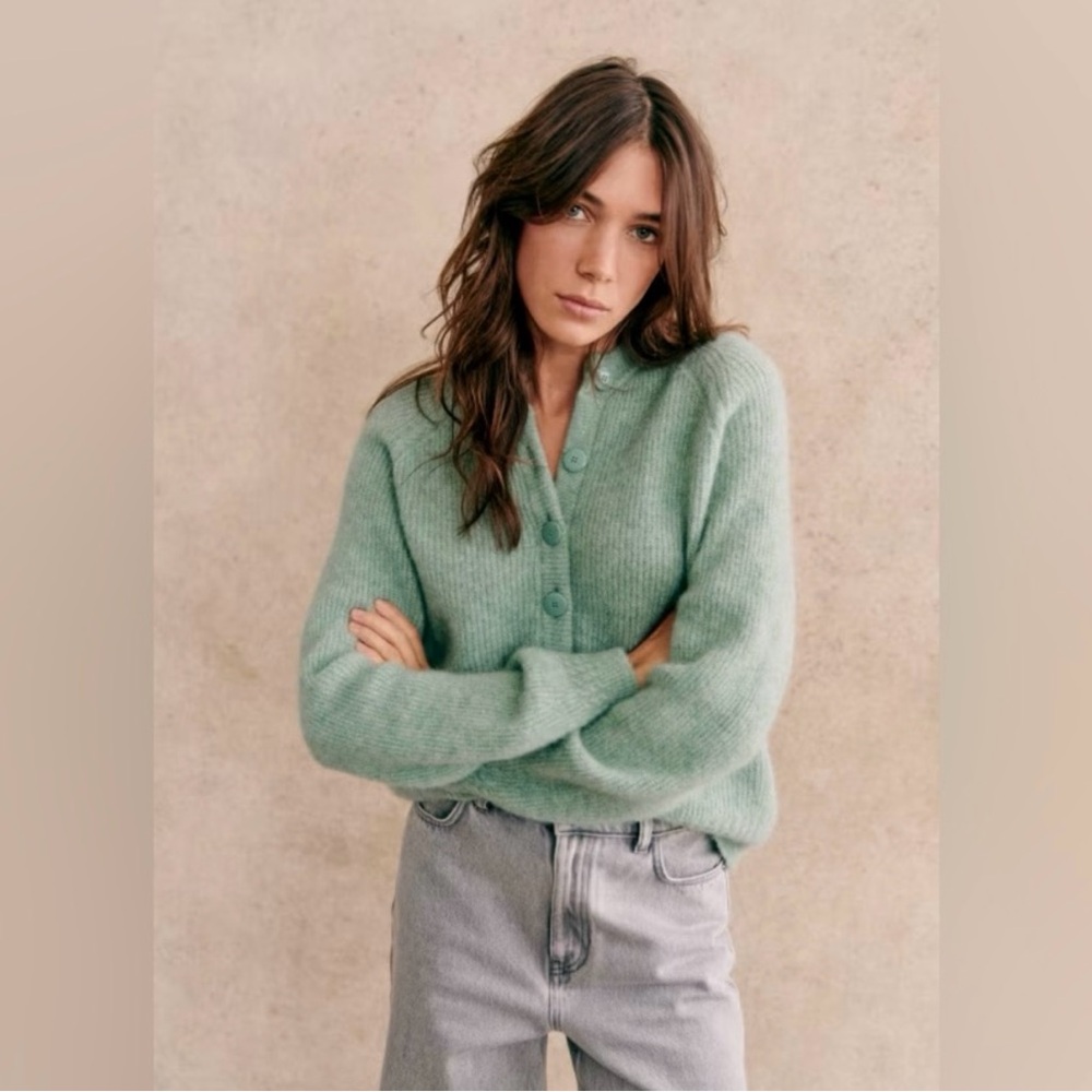 Sezane Othello Cardigan (S, Grey/green)